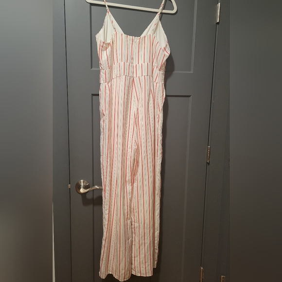 Red and white vertical stripe jumpsuit - Picture 2 of 2